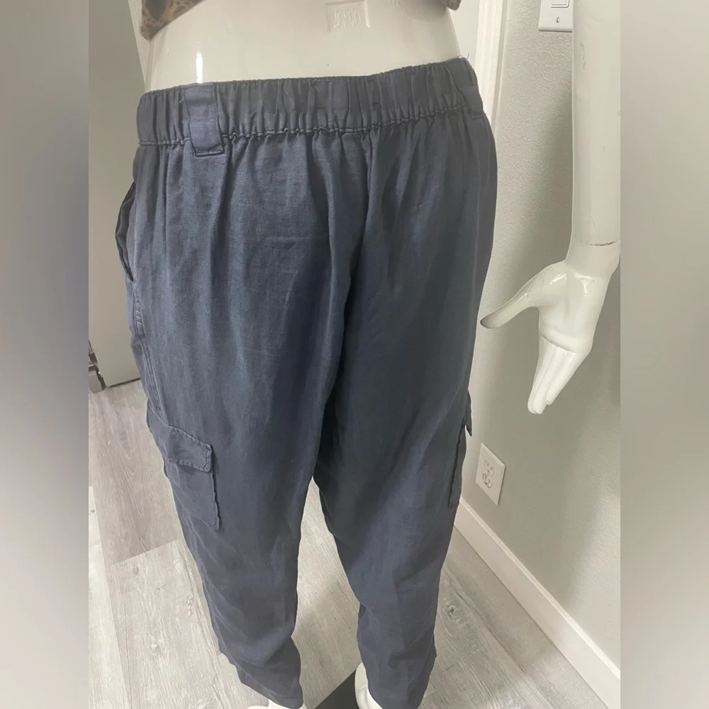 RACHEL Rachel Roy 💙 Blue Cargo Pants Relaxed Fit, size Large 100% Linen
